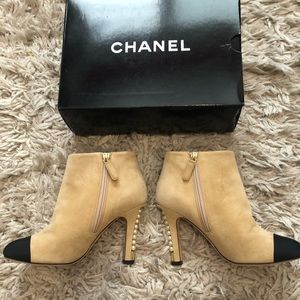 Authentic Chanel Suede Boots with pearls